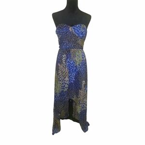 Strapless Peacock Blue and Yellow Women's Dress